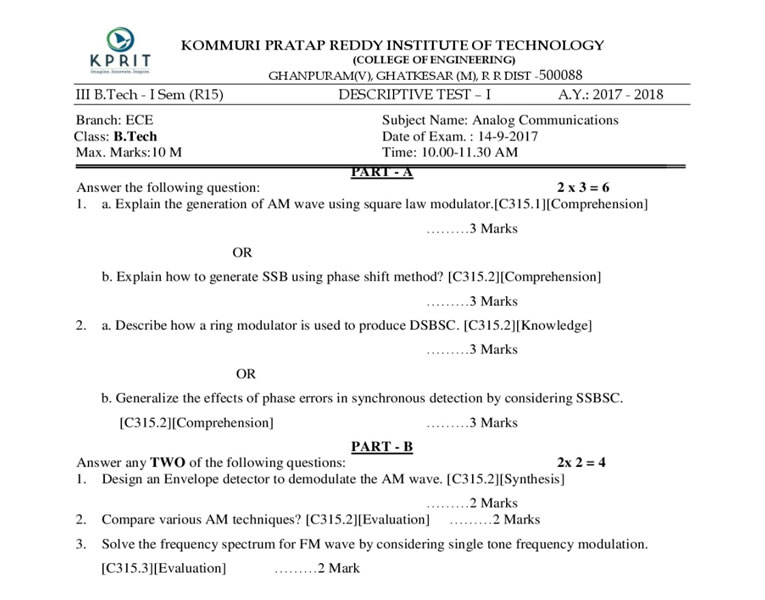 ECE - Internal Quality of Question Paper